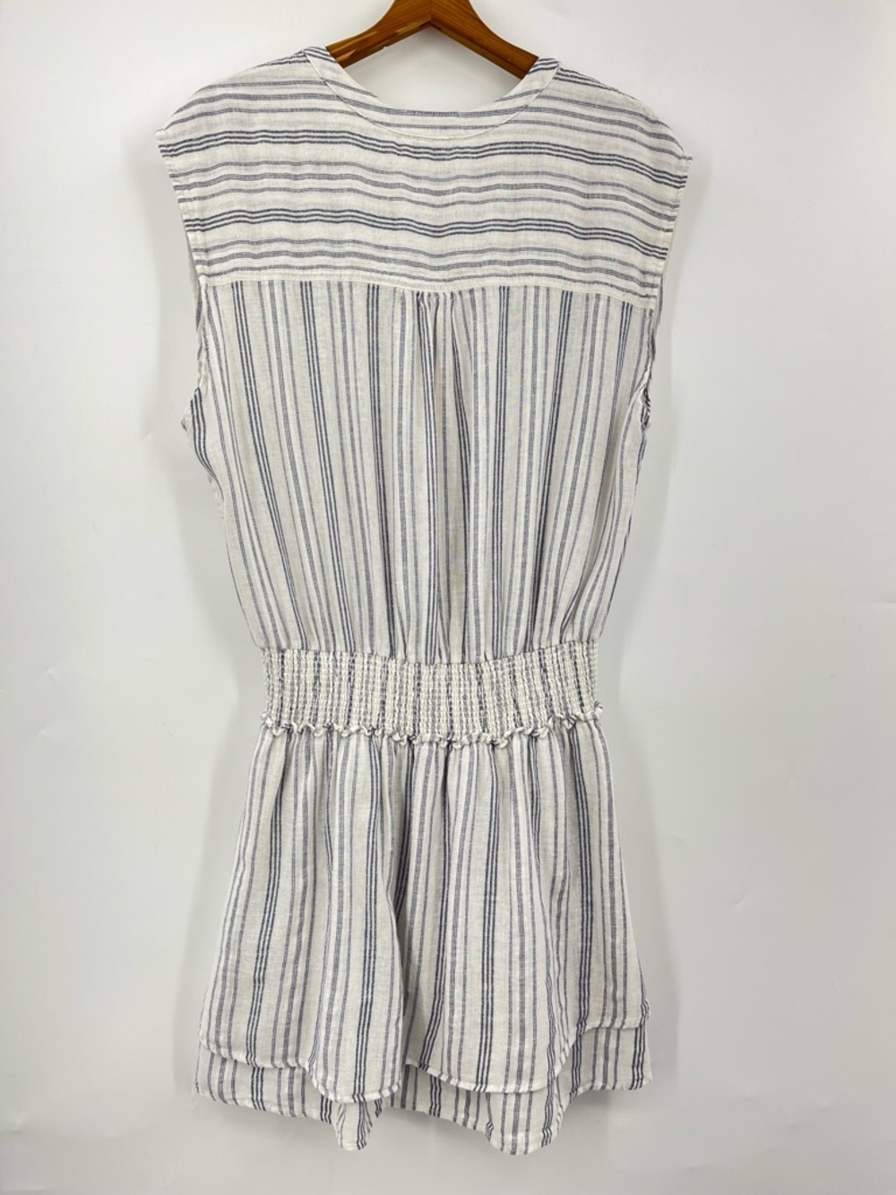 Rails L Angelina Cape May Stripe Linen 0486 Blend Mini Dress large blue white - Picture 9 of 11